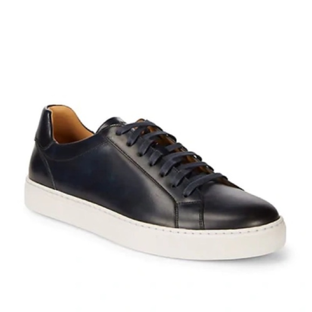 Magnanni Elonso Low Top Sneaker In Black Leather size 9.5 M